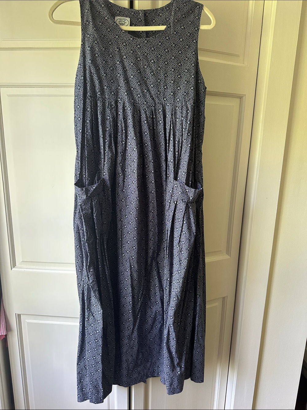 Laura Ashley Navy Floral Sleeveless Midi Dress